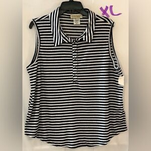 Dana Buchman Striped Sleeveless Top - Blue and White
